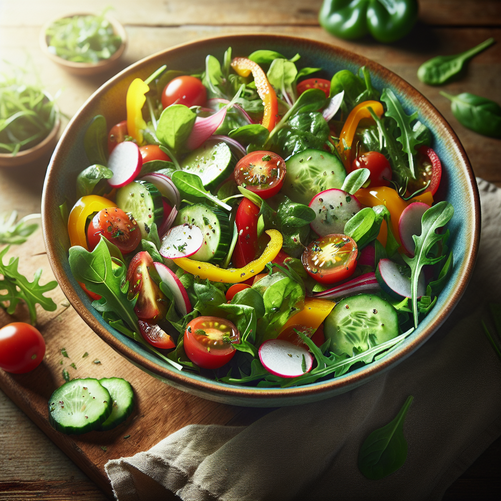 Image de Salade fraîche aux légumes et au mélange baby salade