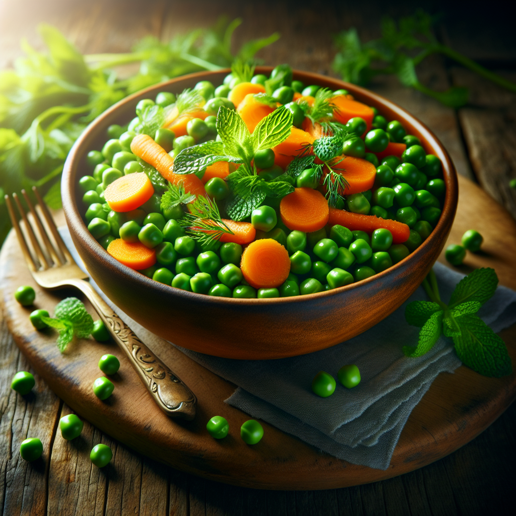 Image de Salade tiède aux petits pois et jeunes carottes