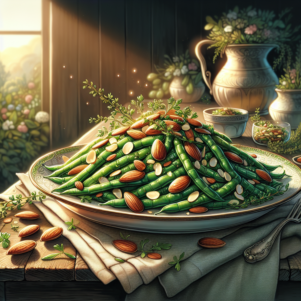 Image de Salade tiède de haricots verts et amandes grillées