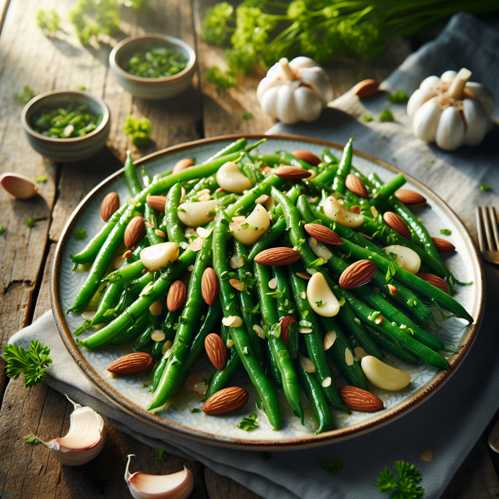 Image de Sauté de haricots verts à l'ail et aux amandes