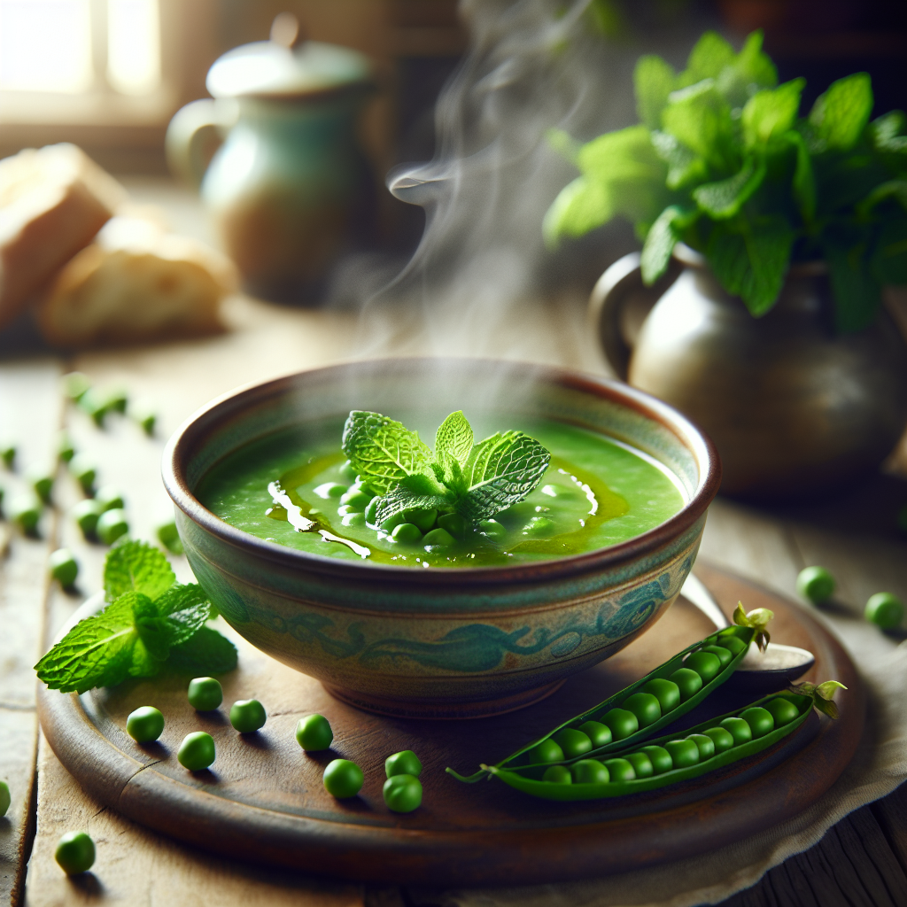 Image de Soupe de petits pois et menthe fraîche