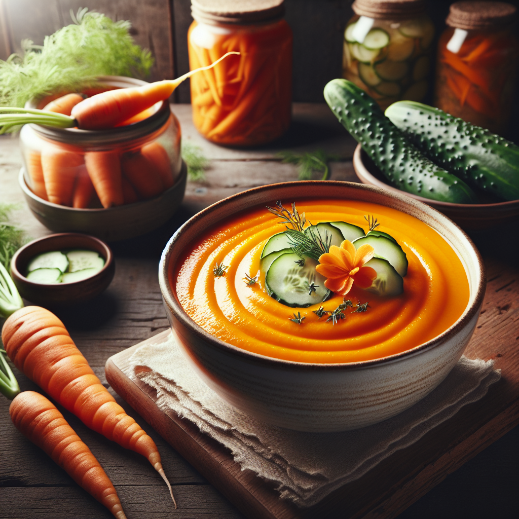 Image de Soupe froide de carottes lacto-fermentées et concombre