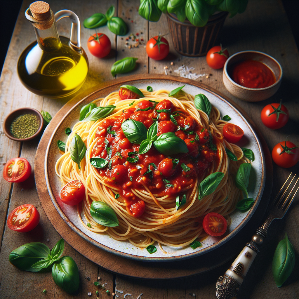 Image de Spaghetti à la chair de tomates au basilic