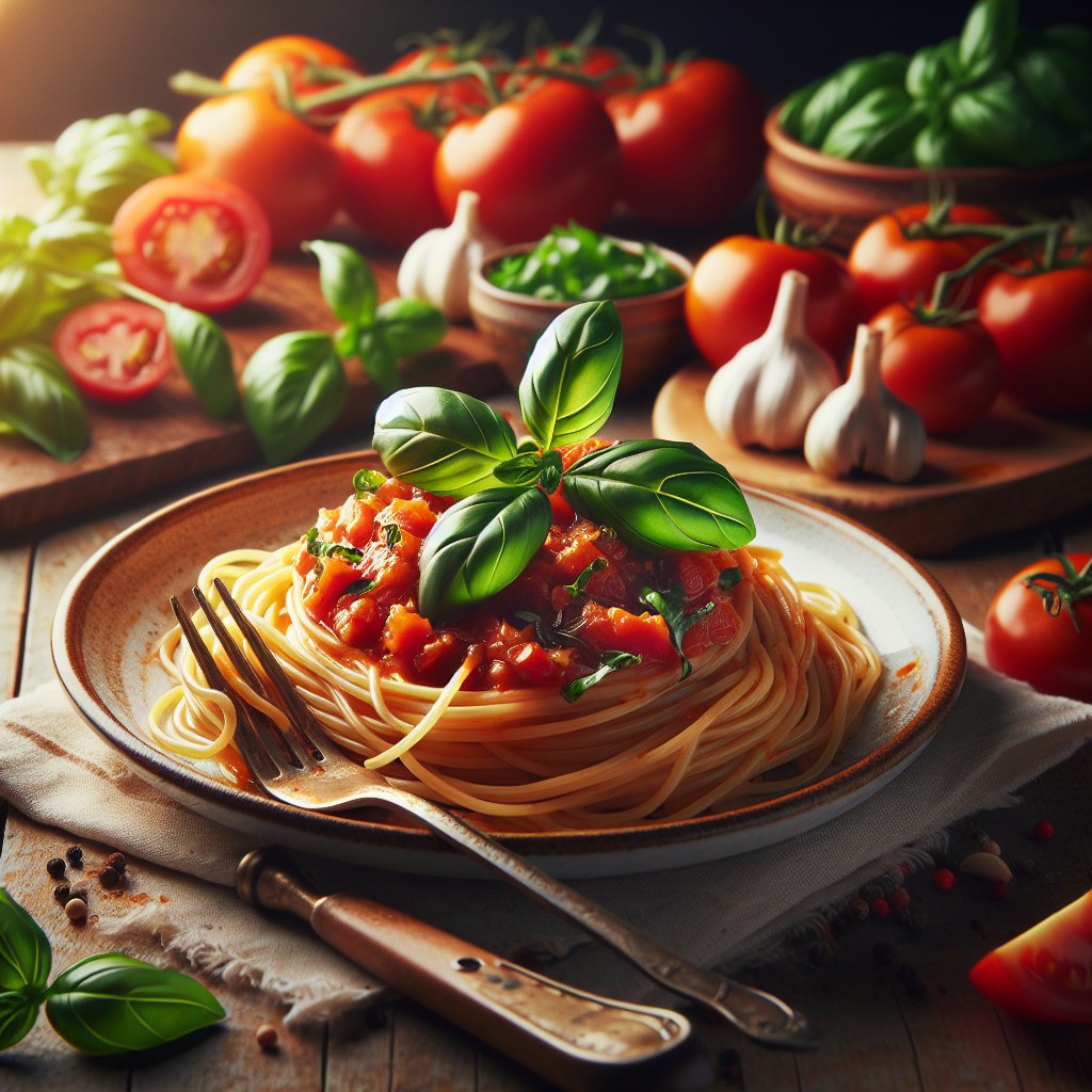 Image de Spaghetti à la sauce tomate basilic