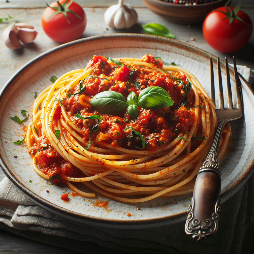 Image de Spaghetti à la sauce tomate concassée