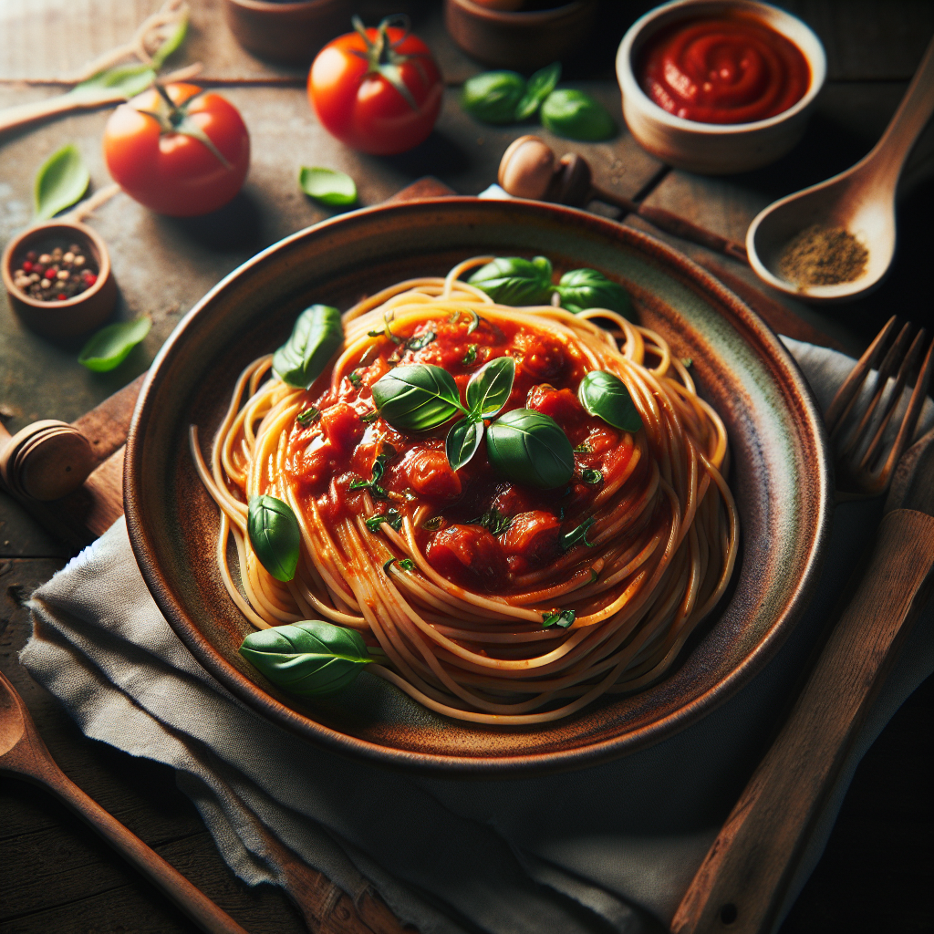 Image de Spaghetti à la sauce tomate et basilic