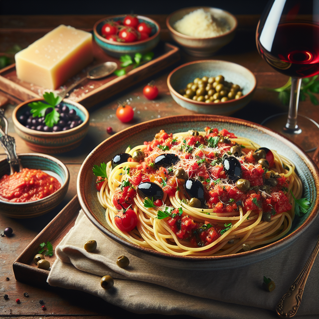 Image de Spaghetti alla Puttanesca avec tomates concassées