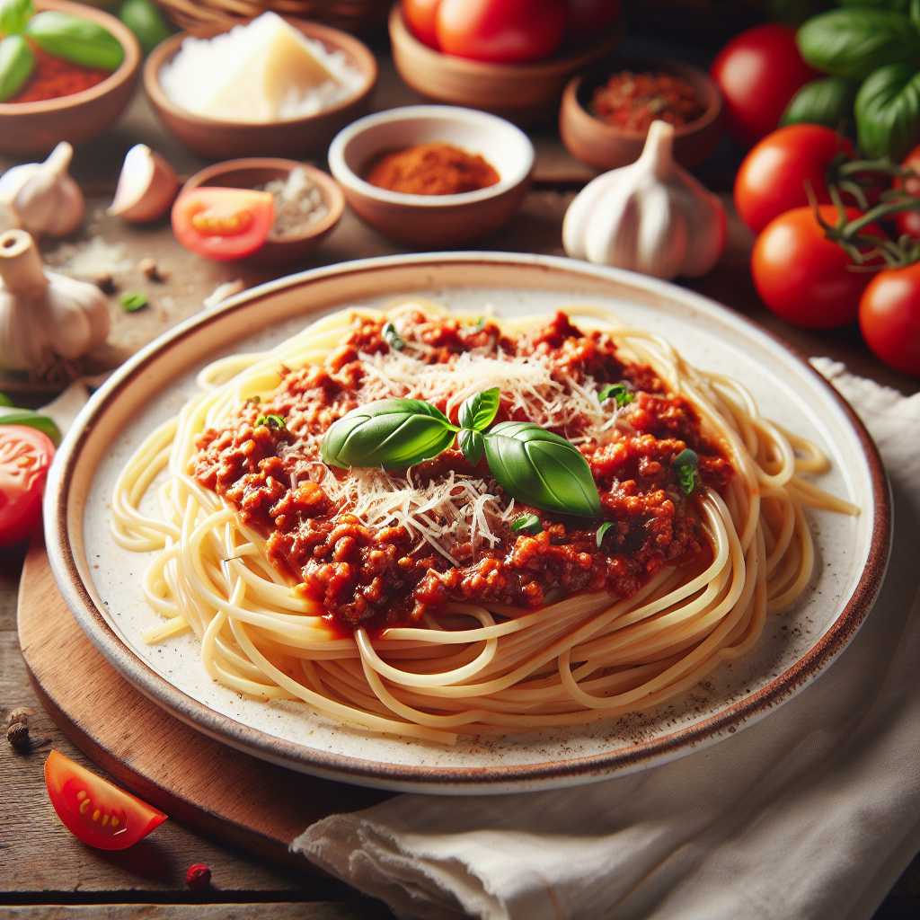 Image de Spaghetti bolognaise aux tomates concassées