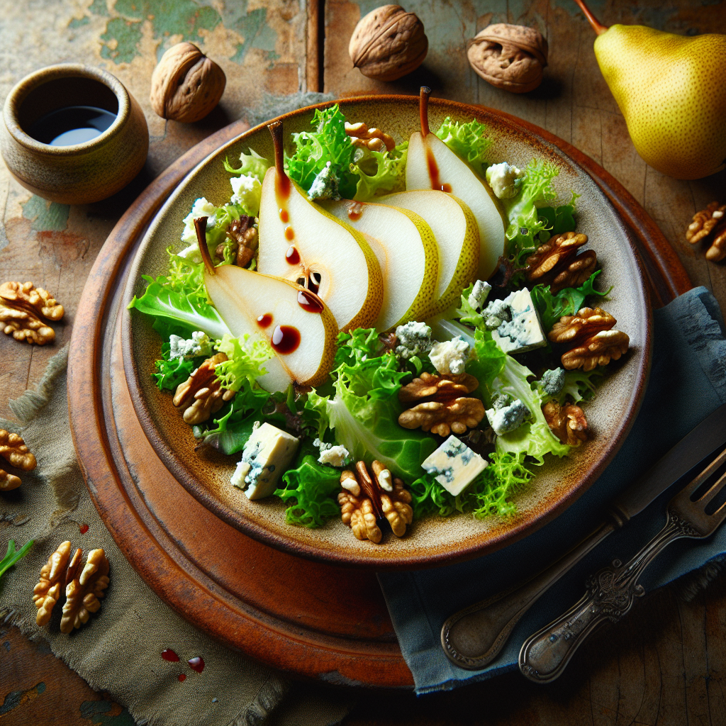 Image de Salade de mâche aux poires et fromage bleu