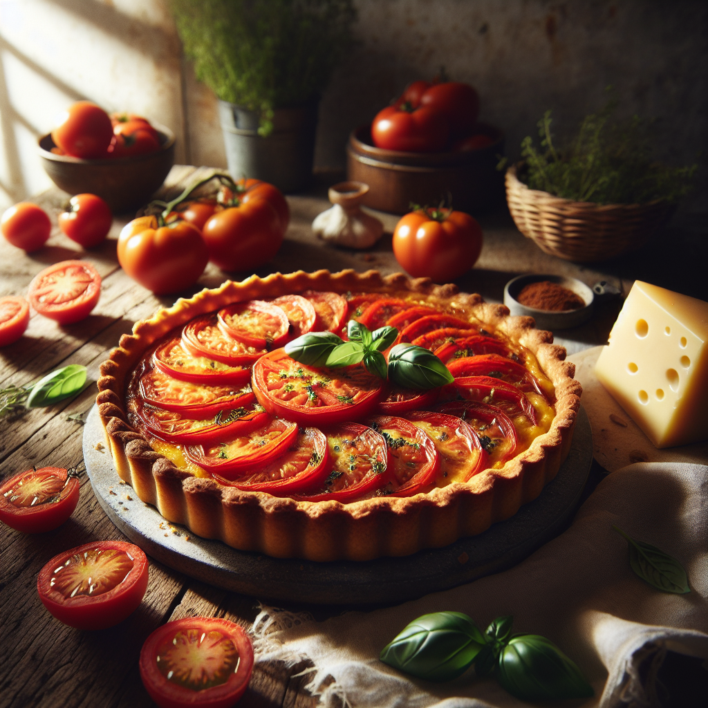 Image de Tarte à la tomate et au fromage