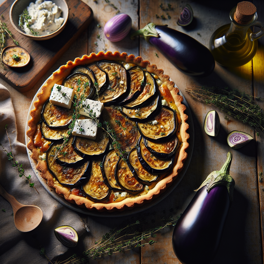 Image de Tarte aux aubergines et fromage de chèvre