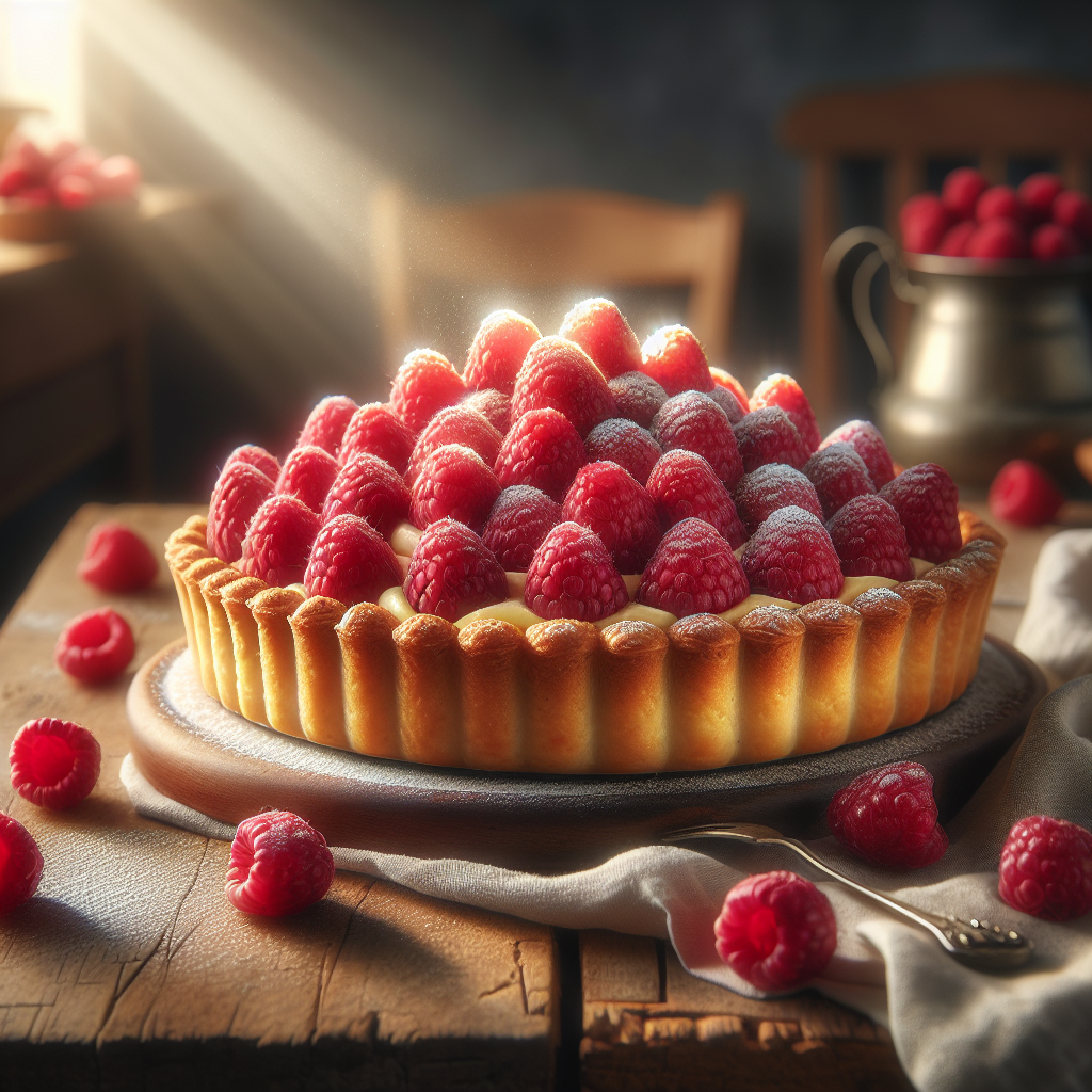 Image de Tarte aux framboises entières