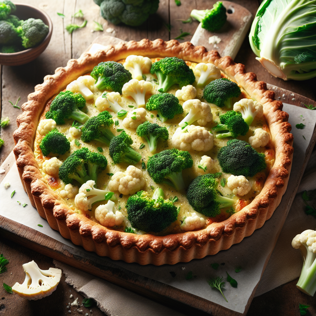 Image de Tarte aux légumes d'hiver : duo de brocoli et chou-fleur