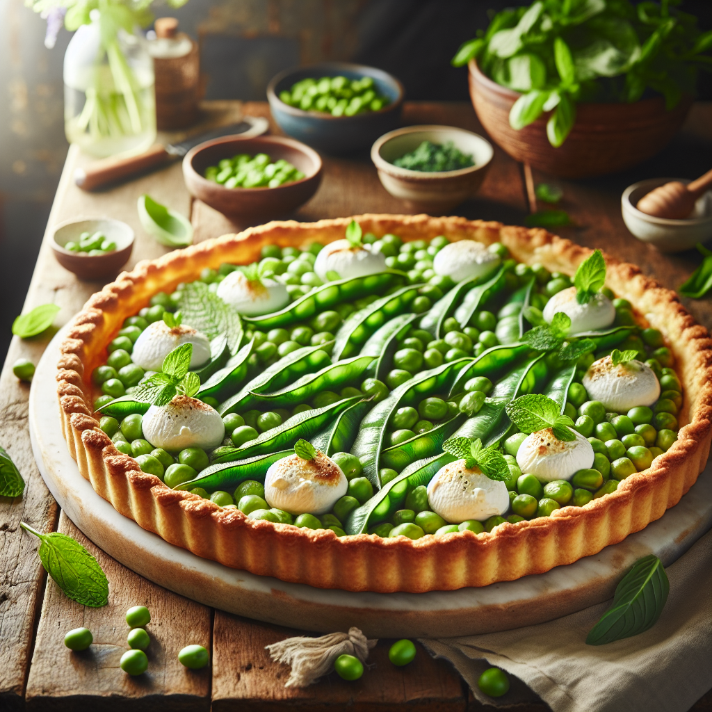 Image de Tarte fine aux fèves et chèvre frais