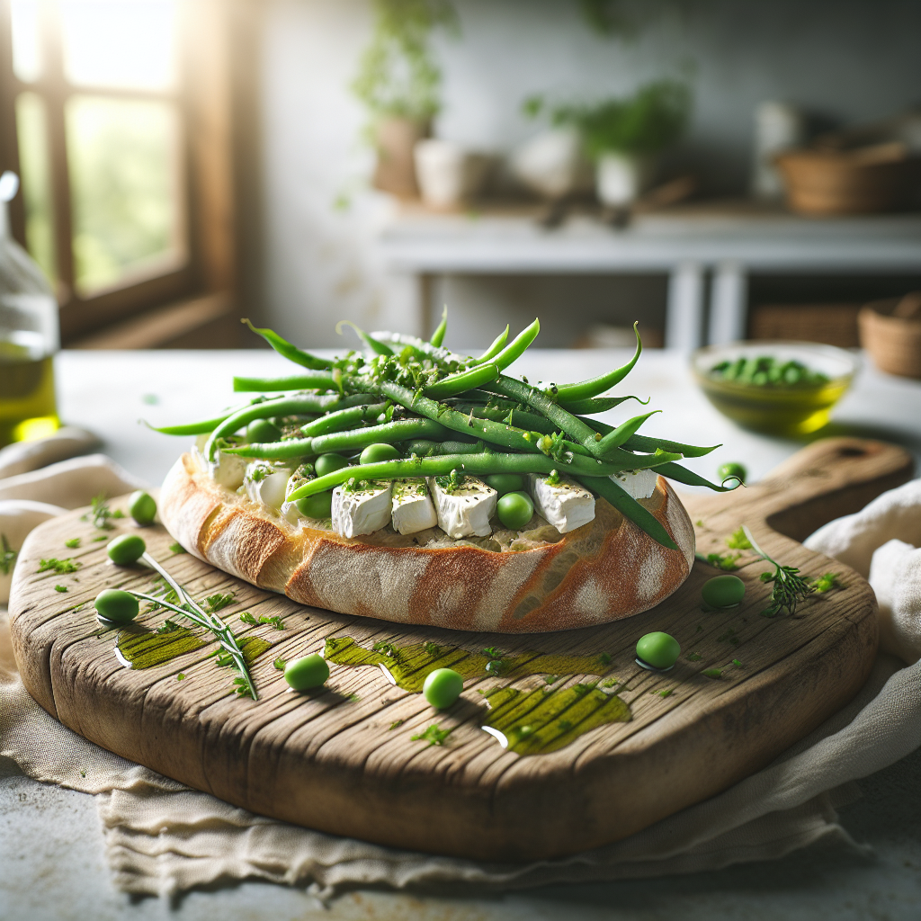 Image de Tartine de haricots verts extra-fins et fromage de chèvre