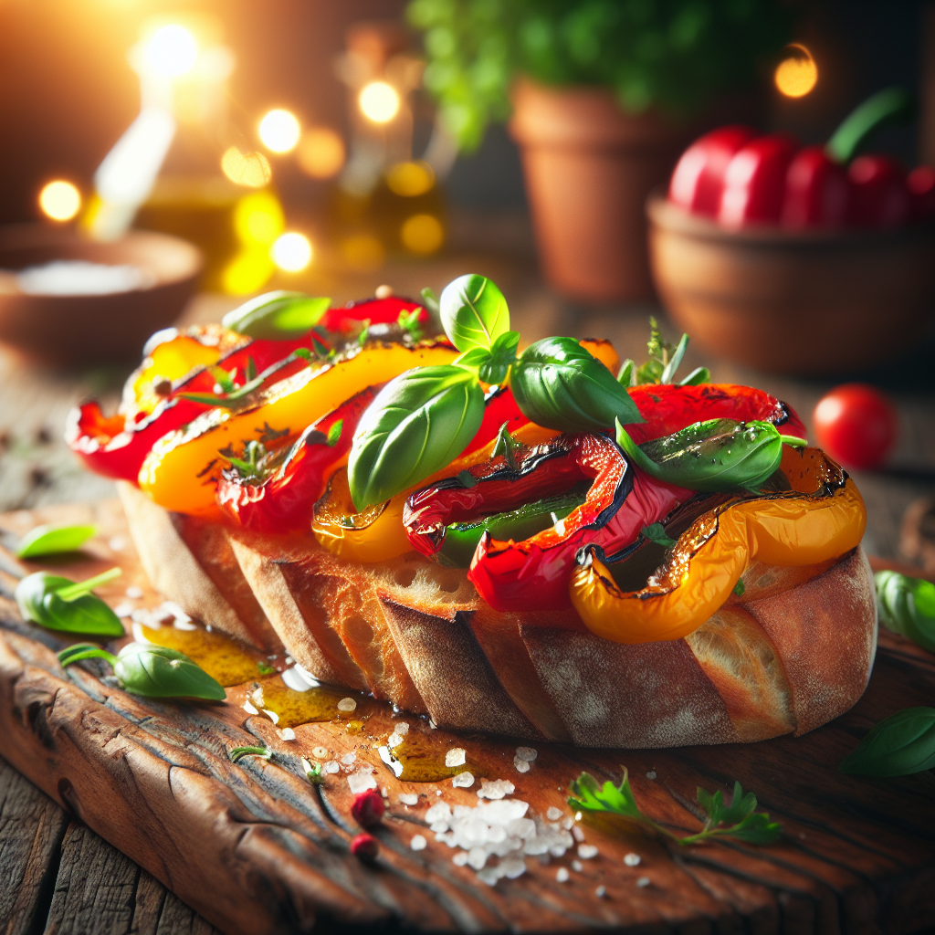 Image de Tartine de poivrons grillés aux herbes