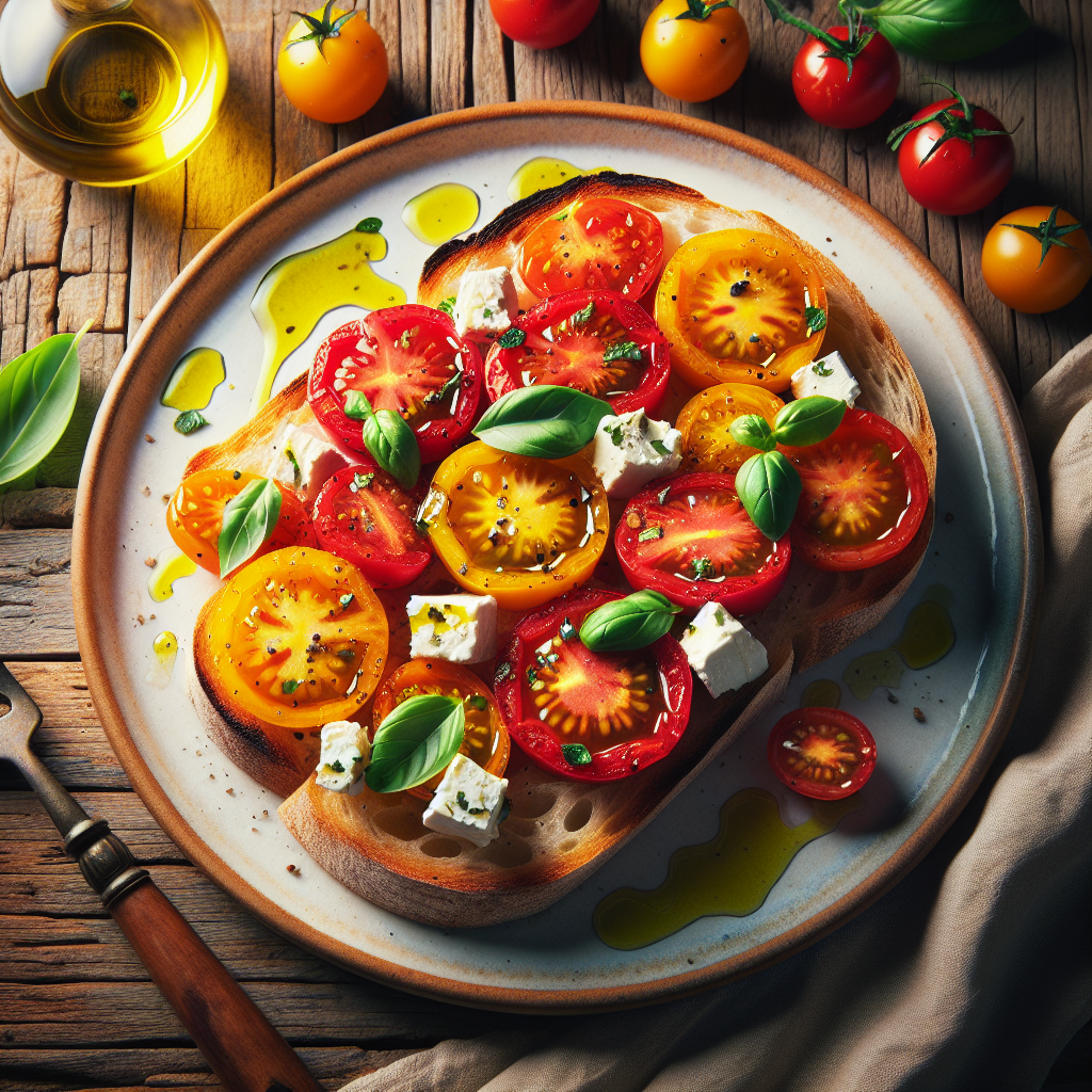 Image de Tartine de tomates datterino et fromage de chèvre