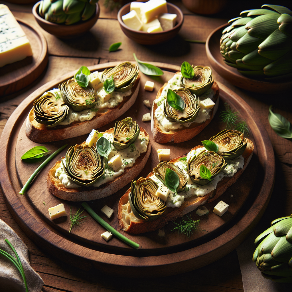 Image de Tartines de coeurs d'artichauts et fromage frais