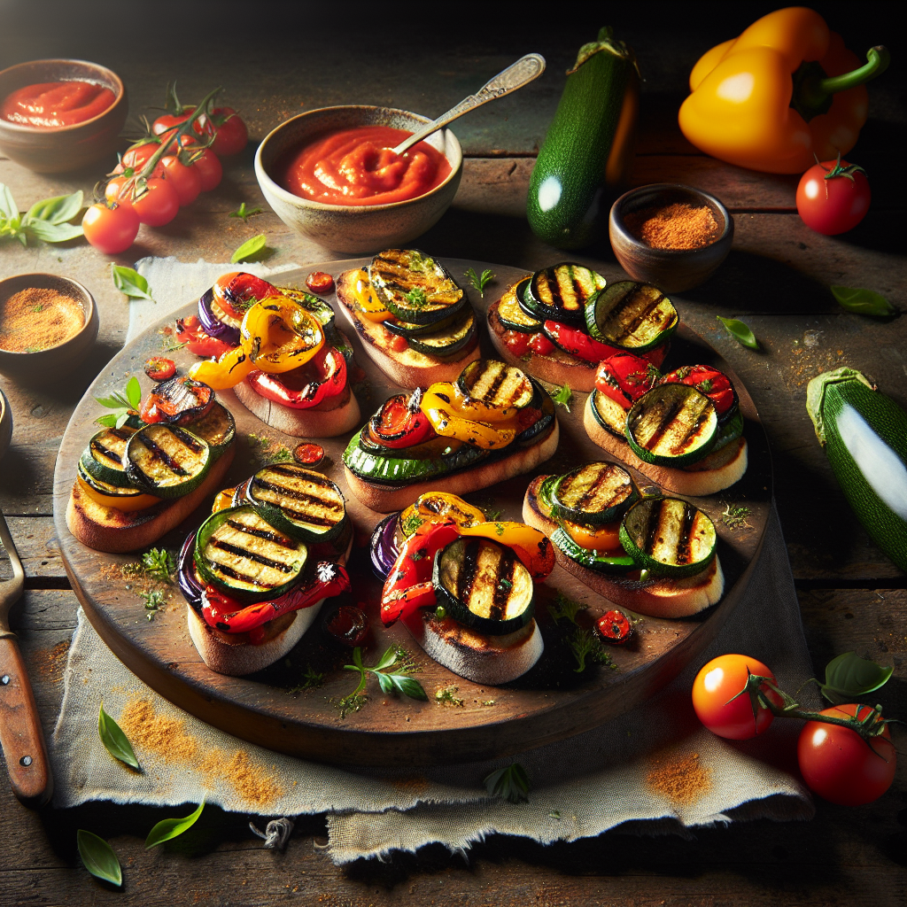 Image de Tartines de légumes grillés à la sauce tomate