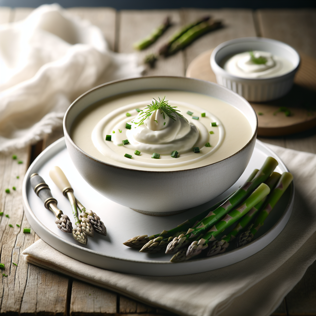 Image de Velouté d'asperges blanches avec crème fraîche et ciboulette