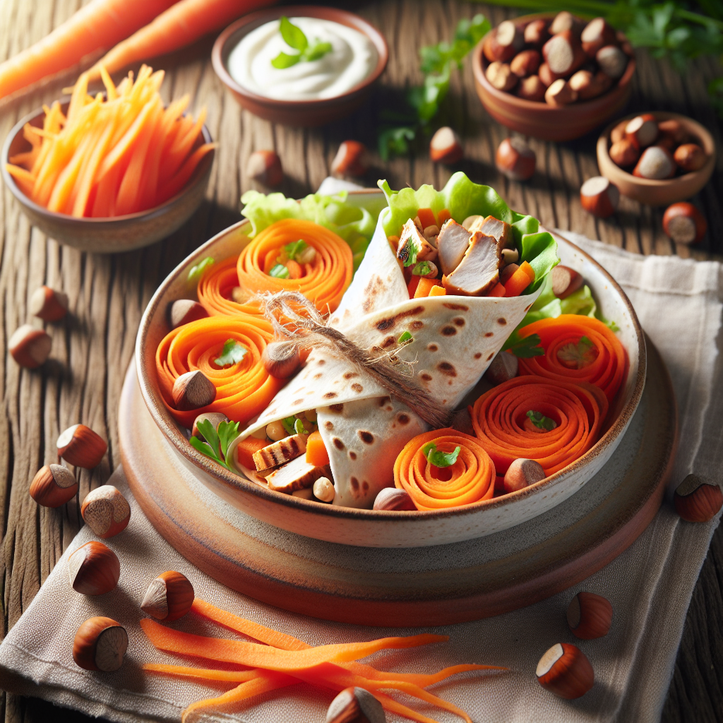 Image de Wraps aux carottes aux noisettes et au poulet