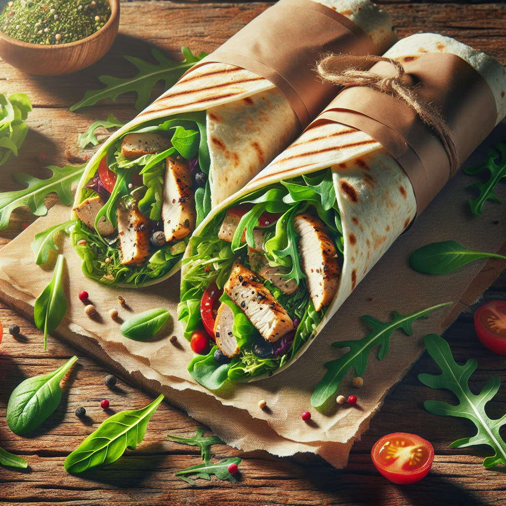 Image de Wraps de mâche, roquette et poulet