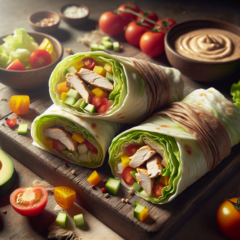 Image de Wraps de poulet à la salade iceberg